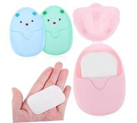 VICASKY Portable Soap Sheets with Pp Case, 3 Assorted Colour Disposable Paper Soap Flakes for Hiking, Camping and Travel Hand, Face and Body Cleaning
