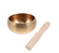 VICASKY Premium Copper Singing Bowl Set for Meditation Rooms with Wood Mallet and Gasket, Golden Music Therapy Bowl That Soothes the Mood and Produces Voice for Spiritual Practitioners