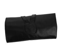 VICASKY PU Leather Makeup Brush Organizer Roll Up Bag for Travel Lightweight Durable Cosmetic Brush Holder with Binding Belt Compact Portable Storage Case Black