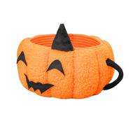 VICASKY Pumpkin-Shaped Basket Small Hand-Woven Cotton Rope Storage Basket for Nursery Desktop Organiser and Halloween Candy Holder in Orange