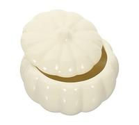 VICASKY Pumpkin Shaped Ceramic Storage Jar Multi Functional Tea Canister for Candy Snacks Beans Decoration for Kitchens Offices and Shops