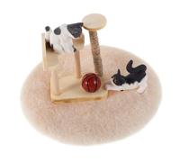 VICASKY Realistic Miniature Cat Tree Model with Cute Kitten Figurine Scale Dollhouse Furniture for Creative Scene Decoration Interactive Playset for Photography and Collecting