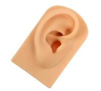 VICASKY Realistic Soft Silicone Ear Model Right Side for Piercing Practice and Jewelry Display Flexible Artificial Human Ear Teaching Prop Stand for Beauty Schools and Studios