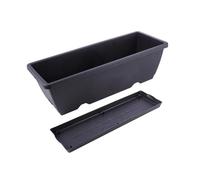 VICASKY Rectangular Balcony Planter with Drainage Hole and Saucer Large Plastic Garden Plant Pot for Vegetables and Succulents Versatile Outdoor and Indoor Flower Trough for Home and Patio