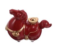 VICASKY Red Ceramic Horse Statue Chinese Fortune Horse Sculpture Invokes Wealth and Success for New Year Collection Display Or Desktop Decor