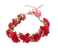 VICASKY Red Cloth Wedding Wreath Headband for Bride with Delicate Design, Lightweight and Long-time Use Hair Accessories Suitable for Wedding and Variety of Occasions