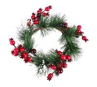 VICASKY Red Pomegranate Artificial Round Wreath for Front Door Wedding Decoration Fake Plant Garland for Home Wall Hanging Eco Friendly All Season Floral Ornament