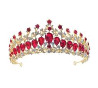 VICASKY Red Rhinestone Crown Hair Accessory Bridal Wedding Headwear Fashion Fascinator for Party
