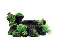 VICASKY Reptile Feeding Bowl Moss Decoration Resin Hideaway Shelter for Fish Tank Hollow Tree Root Aquarium Ornament Escape Hole for Reptiles