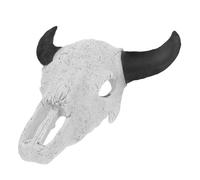 VICASKY Reptile Skull Hideout Terrarium Decor Resin Simulation Habitat Cave Large Black Horned Bull Head Aquarium Accessories for Lizards Geckos Snakes Turtles