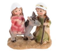 VICASKY Resin Jesus Statue Nativity Figurine 11.5x5x12cm Religious Home Decor Christian Family Escape to Egypt Tabletop Ornament for Christmas Display