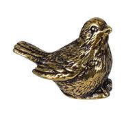 VICASKY Retro Brass Sparrow Figurine Golden Small Metal Bird Statue