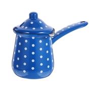 VICASKY Retro Enamel Coffee Pot and Large Blue-White Dot Milk Jug Multi-Function Wear-Resistant Kettle Suitable for Stove and Tea Supplies,