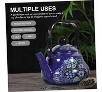 VICASKY Retro Enamel Pyriform Kettle Large Capacity Hot Tea Pot with Handle Lightweight Water Pot for Gas Stove Induction Cooker Fast Boiling Enameled Teapot in Peacock Design
