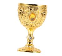 VICASKY Retro Liquor Cup Small European Style Embossed Wine Goblet for Home Bar Parties Weddings Lightweight Decorative Gold Finish