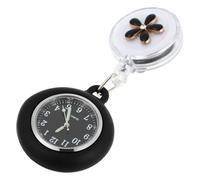 VICASKY Retro Nurse Pocket Watch with Retractable Clip on Pendant | Glass Quartz Alloy Build, Easy Time Display, Black Finish, Wedding Birthday Gifts