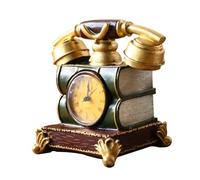 VICASKY Retro Telephone Clock Sculpture Resin Decorative Adornment for Living Mantel Home Office Shelf Housewarming