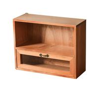 VICASKY Retro Wooden Cosmetic Storage Cabinet with Drawer Desktop Vintage Cosmetic Organizer for Home Makeup and Jewelry for Dressing Table