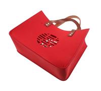 VICASKY Reusable Felt Bride Tote Bag with Capacity for Wedding Party Stylish Red Chinese Character Design Multipurpose Handbag for Bridesmaids and Wedding Essentials Storage