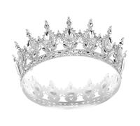 VICASKY Rhinestone Crown Alloy Baroque Decorative Shining Headpiece for Women Silver White Elegant Wedding Party Hair Accessory