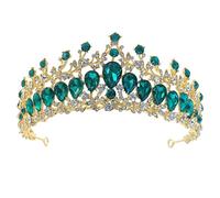VICASKY Rhinestone Crown Hair Accessory Green Hair Accessories Bridal Headpieces for Wedding Bride Crown Princess Krone Hochzeit Braut Prinzessinnen Krone Damen Festival Haarschmuck