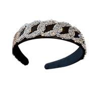 VICASKY Rhinestone Hairband Crystal Headband Elastic Headpiece with Full Diamond Design Black and White Sparkly Head Accessory for Women Party and Everyday Wear