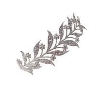 VICASKY Rhinestone Headband Bride Crown Delicate Leaves Shaped Silver Alloy Eye-catching Elegant Bridal Headdress for Weddings