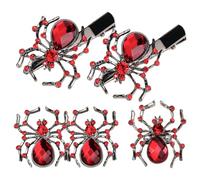 VICASKY Rhinestone Spider Ring Set Halloween Spider Jewelry Set for Women Party Accessories with Earrings And Hair Clips