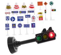 VICASKY Road Sign with Traffic Light Educational Micro Scene for Early Childhood Learning Aid to Safety Awareness and Teach Traffic Rules