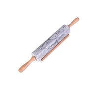 VICASKY Rolling Pin Marble with Wooden Handles, Multi-Purpose Marble Rolling Pin Pastry Roller for Kitchen and Dumpling Baking, Practical Dough Roller with Simple Design
