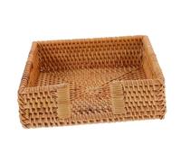VICASKY Rustic Rattan Woven Napkin Box Decorative Tissue Paper Storage Holder for Kitchen Dining Tabletop Household Napkin Organizer with Simple Vintage Design Suitable for Restaurant Bar