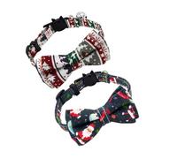 VICASKY Santa Claus Collars Decorative and Fashionable for Dogs and Cats 2pcs Polyester Material Pet Accessories with Bowtie Design for Daily Use and Christmas Celebration