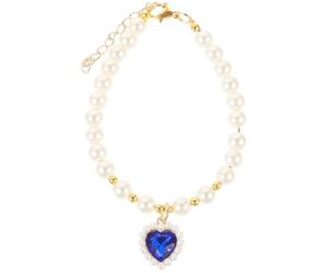 VICASKY Sapphire Pearl Necklace for Cat and Dog Adjustable Wear-resistant Collar Gems for Pet Accessories
