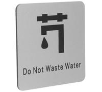 VICASKY Save Water Notice Sign Aluminium Plastic Panel Self Adhesive Backing Waterproof Silver Sleek Modern Water Conservation Alert for Office and School