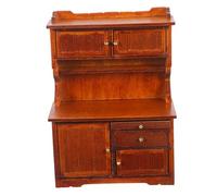 VICASKY Scale Dollhouse Furniture Model with Double Doors Easy DIY Assembly Retro Farmhouse Style Cabinet for Miniature Storage and Display