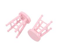 VICASKY Scale Wooden Dollhouse Miniature Stool Round High Leg Chair for Crafts and Pretend Play Realistic Micro Scene Furniture Accessories for Dollhouse Kitchen Bar Living Pink