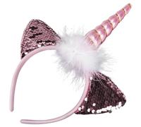 VICASKY Sequin Cat Ears Headband Hair Accessories for Women Rave Accessories Hair Flowers Party Flash Headdress
