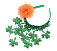 VICASKY Shamrock Headband Clover and Orange Rose Hairband St Patrick Day Holiday Hair Accessory for Women for St Patricks Day Celebration