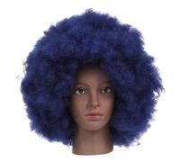 VICASKY Short Curly Afro Wig for Women Soft Synthetic Fluffy Curls with Breathable Cap Voluminous Natural-looking Hairstyle for Cosplay Costume Parties and Daily Wear Navy Blue