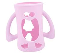 VICASKY Silicone Baby Bottle Sleeve for New Born Baby Glass Bottle Cover Handle Pink 240ml