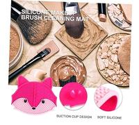 VICASKY Silicone Makeup Brush Cleaning Pad with Suction Cup Fox Shaped Practical Brush Washer for Beauty Salon and Home Use Efficient Makeup Tool in Rose Red