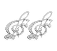 VICASKY Silver Music Note Brooch Pins Made of Zinc Alloy Unique and Delicate Design 2pcs to Brighten and Decorate Clothing for Women for Festival and Everyday Wear
