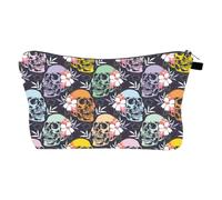 VICASKY Skull Cosmetic Bag Travel Makeup Bag Polyester Women Outdoor Activity Gym