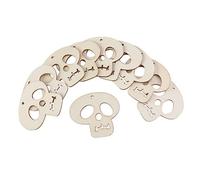 VICASKY Skull Pattern Pendant 10pcs Wooden Halloween Skull Ornaments Decorative Hanging Skulls for Halloween