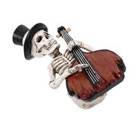 VICASKY Skull Playing The Violin Ornament Resin Decorative Scary Skeleton Statue for Halloween Haunted House Party Home Decor Halloween Figurine Decorations