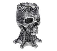 VICASKY Skull Vase Planter Resin Unique Skull Head Flower Arrangement Pot Halloween Home Ornament Table Centerpiece Flowerpot Decorative Cactus Plant Container Pencil Holder