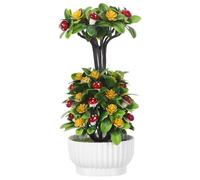 VICASKY Small Artificial Bonsai Tree with Mushroom Shaped Plastic Design, Space-saving Fake Plants for Indoor Desktop or Windowsill Decoration, Easy Maintenance and Realistic Appearance