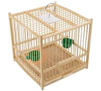 VICASKY Small Bamboo Bird Cage 1.1cm Wire Spacing Portable Indoor Parrot and Cockatiel Cage Includes 2 Feeding Cups for Budgies and Small Birds at Home