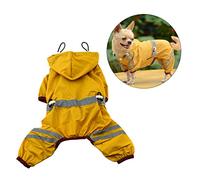 VICASKY Small Dog PVC Raincoat Reflective Yellow Rain Slicker for Small Dogs Puppies Pet Rain Jacket with Tail Opening Comfortable Fit for Pomeranian Breeds