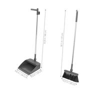 VICASKY Soft Bristle Broom and Dustpan Set with Self Cleaning Teeth Long Handle Upright Indoor Cleaning Tools for Kitchen Office Garage Compact Storage and Dust Collection